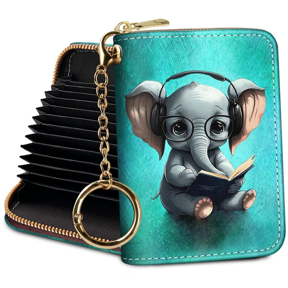 5435 RFID Wallet Credit Card Holder, Cute Elephant Small Wallet